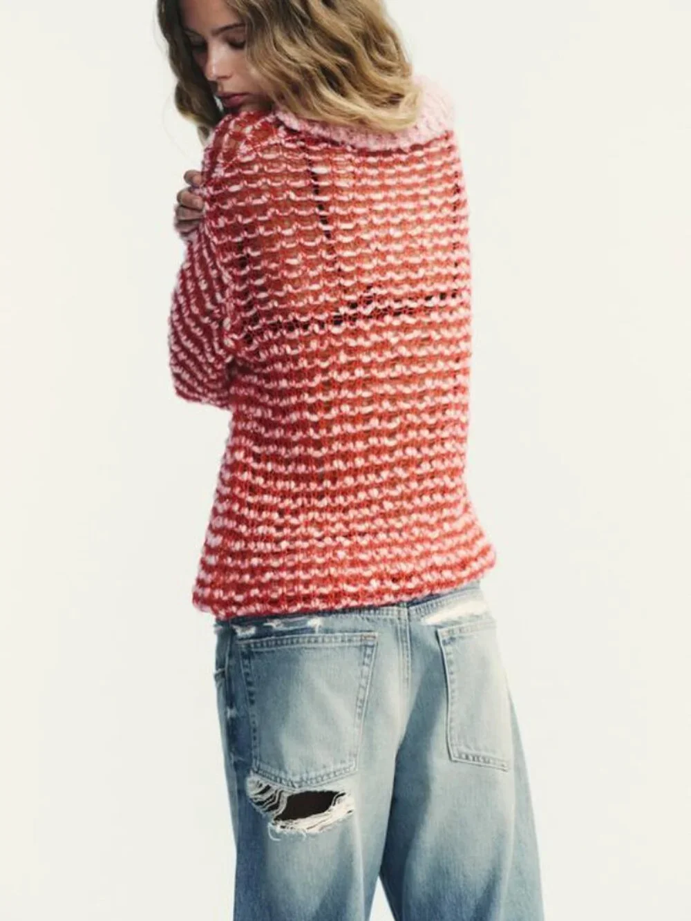 Zara Open Knit Polo Sweater.